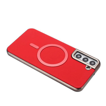 Essential Case for Everyday Samsung Phone Protection slim red protective phone case with MagSafe-style ring and camera cutout