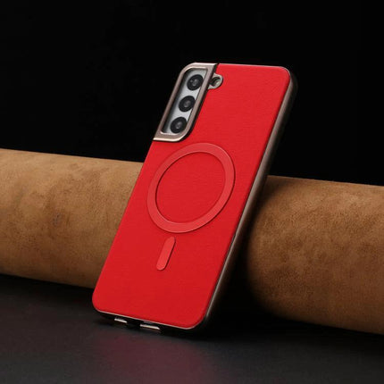 Red slim Essential Case for Everyday Samsung Phone Protection with MagSafe-style ring, textured grip and camera cutout