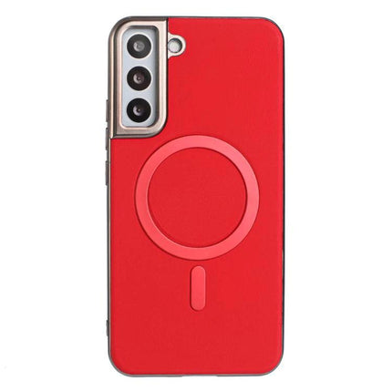 Essential Case for Everyday Samsung Phone Protection – slim red full-body case with MagSafe-style ring and camera cutout