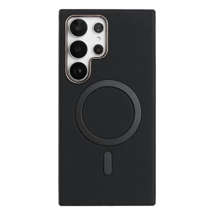 Essential Case for Everyday Samsung Phone Protection slim black case with MagSafe-style ring and camera cutout for daily scratch and bump protection