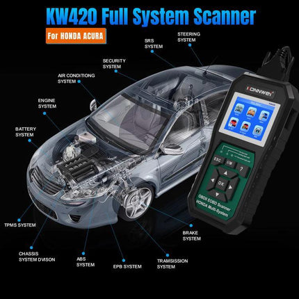 KONNWEI Scanner for Routine Honda Vehicle Maintenance Checks - handheld KW420 full system OBD2 scanner for Honda and Acura diagnostics
