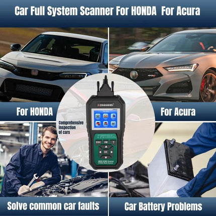 KONNWEI Scanner for Routine Honda Vehicle Maintenance Checks handheld OBD2 tool diagnosing engine light, oil reset, battery and system checks for Honda/Acura