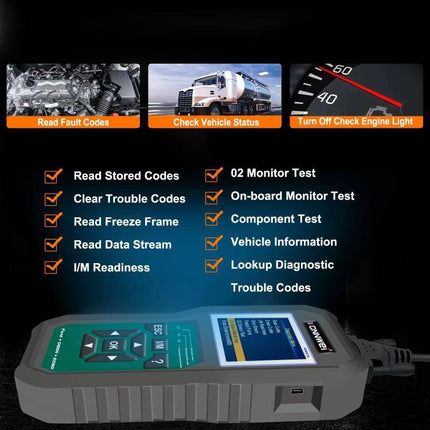 Konnwei Scanner for Everyday Vehicle Troubleshooting at Home - handheld OBD2 device reading fault codes, viewing vehicle data and clearing check engine light