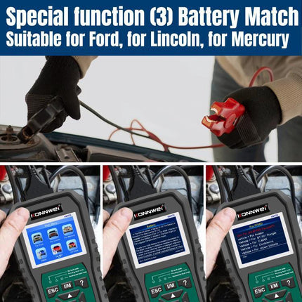 Konnwei Scanner for Everyday Vehicle Troubleshooting at Home showing battery match and OBD2 diagnostic screen