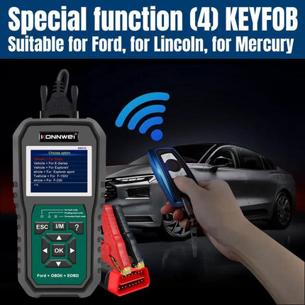 Konnwei Scanner for Everyday Vehicle Troubleshooting at Home handheld OBD2 reader with keyfob function and clips diagnosing check engine codes