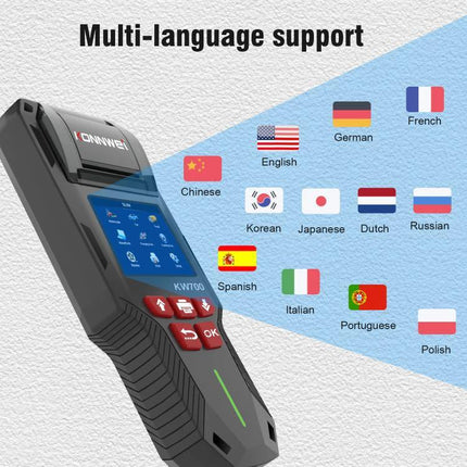 KONNWEI Battery Tester for Everyday Vehicle Maintenance Checks multi-language handheld 12V 24V battery health checker with flags