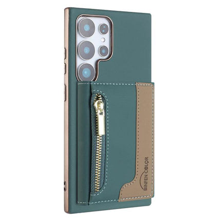 Zipper Magnetic RFID Card Wallet Case With MagSafe For Galaxy S25 Series 5G teal faux leather zipper card pocket phone case