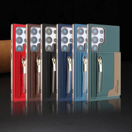 Zipper Magnetic Card Bag Case With RFID Blocking For Samsung Galaxy S24 Ultra 5G - multi-color zipper wallet phone case with card slots and stand
