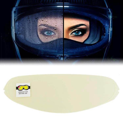 SOMAN Visor Anti-Fog Shield Film For Helmet Visors Clear - clear waterproof insert showing fog reduction on helmet visor