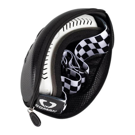 SOMAN Motorcycle Goggles Protective Box Hard Shell EVA Case - compact hard EVA shell with zipped interior storing goggles and straps