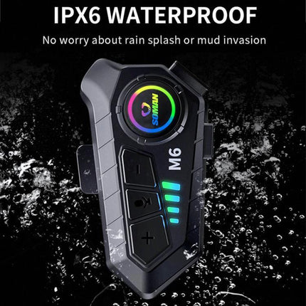 SOMAN Bluetooth Helmet Headset For Hands Free Calls And Music IPX6 waterproof motorcycle headset with M6 controls