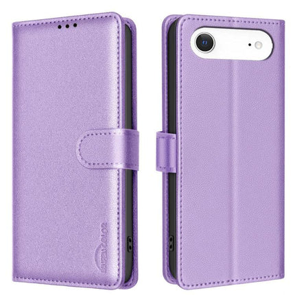 Leather Phone Case Wallet With Card Holder in metallic lavender PU leather, folio wallet with three card slots and cash pocket, magnetic clasp
