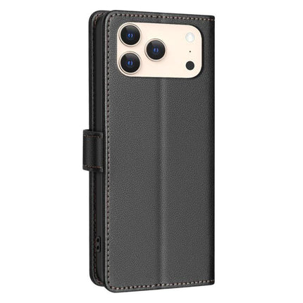 Leather Phone Case Wallet With Card Holder in black PU leather, tri-camera phone fit, three card slots and cash pocket