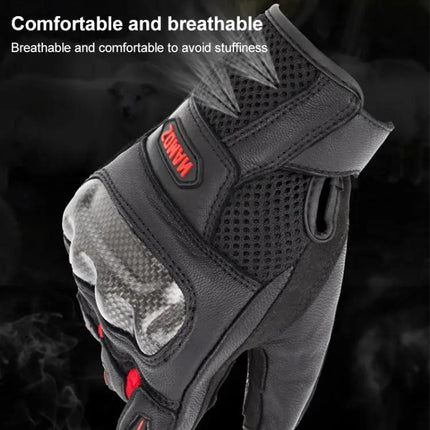 SOMAN Sheepskin Motorcycle Gloves With Anti Slip Grip