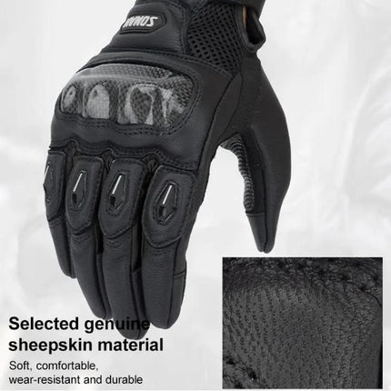 SOMAN Sheepskin Motorcycle Gloves With Anti Slip Grip