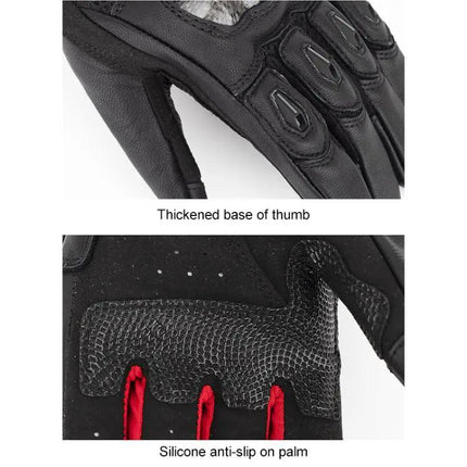 SOMAN Sheepskin Motorcycle Gloves With Anti Slip Grip