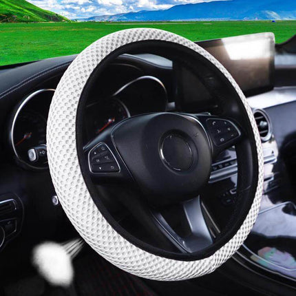 Breathable Mesh Steering Wheel Cover For Daily Driving 38cm white breathable textured cover on car steering wheel, soft grip, protects from sweat and UV