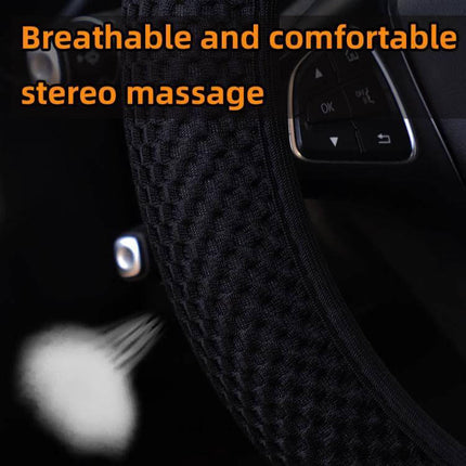 Breathable Mesh Steering Wheel Cover For Daily Driving 38cm - black breathable textured cover protecting wheel, improves grip and comfort