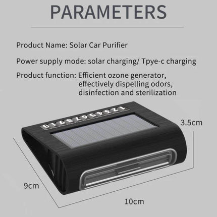 Solar Energy Car Air Purifier With Number Plate For Cars - compact solar-powered car air purifier with luminous license plate, 10x9x3.5cm, ozone odor removal