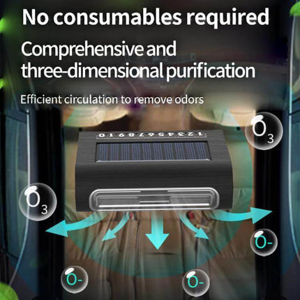 Solar Energy Car Air Purifier With Number Plate For Cars - solar-powered dashboard unit with visible plate, no consumables, 3D odor circulation