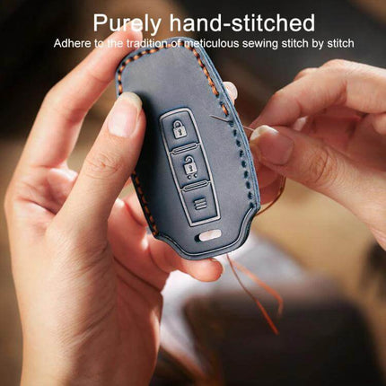 Kia Carnival SX Key Cover Crazy Horse Cowhide For Everyday Use - hand-stitched slim protective key fob cover