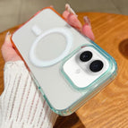 For iPhone 16 / Blue Green + Pink