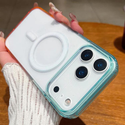 Protective Phone Case For iPhone Daily Handling And Travel, Scratch Resistant Shield — clear teal bumper case showing camera protection and MagSafe ring