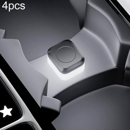 Car USB LED Atmosphere Lights 4-Pack For Cabin Ambience subtle white USB-powered puck light in car cupholder showing one illuminated unit