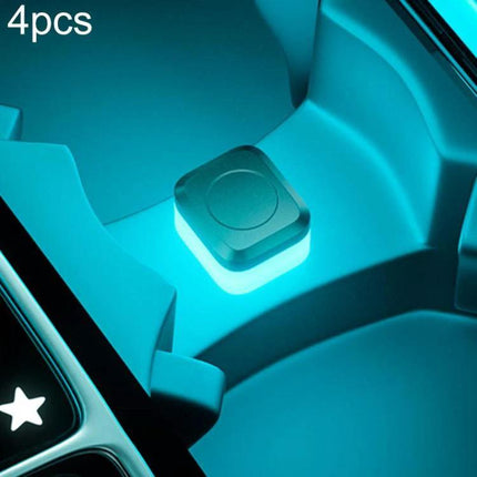 Car USB LED Atmosphere Lights 4-Pack For Cabin Ambience - USB-powered teal cabin accent light installed in cup holder area
