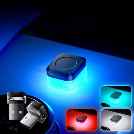 Car USB LED Atmosphere Lights 4-Pack For Cabin Ambience - blue USB-powered plug-and-play LED ambient car light showing four color options