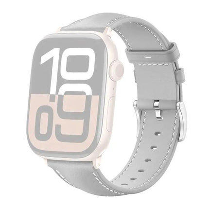 Xdfind Black Fine Grain Leather Watch Band For Apple Watch