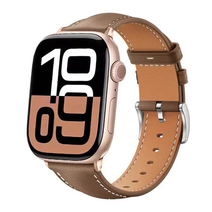 Xdfind Black Fine Grain Leather Watch Band For Apple Watch