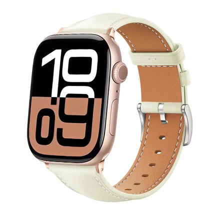 Xdfind Black Fine Grain Leather Watch Band For Apple Watch