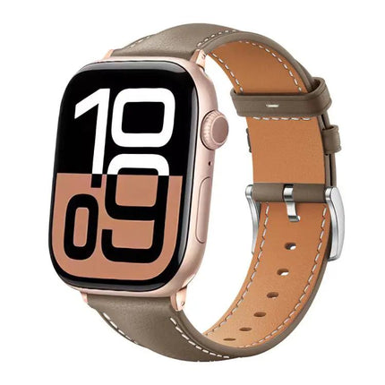 Xdfind Black Fine Grain Leather Watch Band For Apple Watch