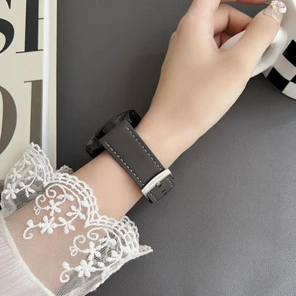 XDfind Black Shark Grain Leather Watch Band 20mm/22mm