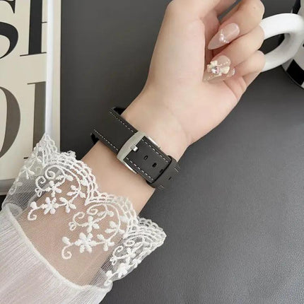 XDfind Black Shark Grain Leather Watch Band 20mm/22mm