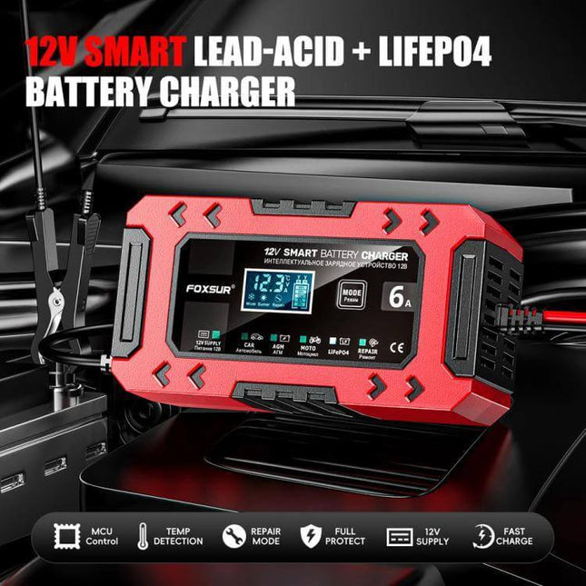 Car And Motorcycle Battery Charger With Worldwide Plugs compact 12V smart charger maintainer desulfator for cars motorcycles boats and light equipment