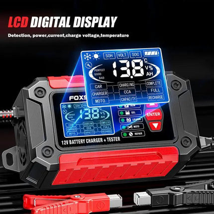 Foxsur 2 In 1 12V Battery Charger And Tester With EU US UK AU Plugs