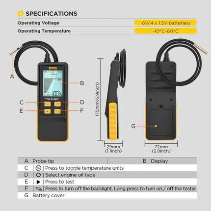 AUTOOL Car Engine Oil Quality Tester for Daily Vehicle Maintenance