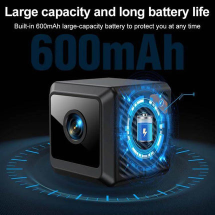 Compact HD WiFi Smart Mini Camera for Home Security Monitoring with 600mAh battery, 140-degree wide-angle lens for room coverage and motion alerts