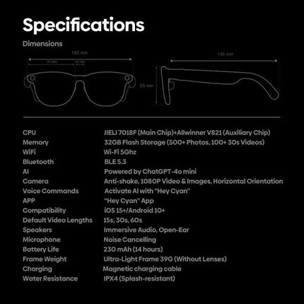 Zeblaze AI Shooting Glasses With Open Ear Audio For Hands Free Use