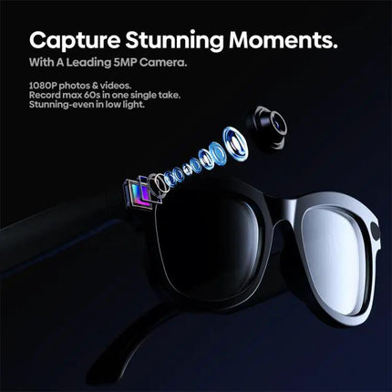Zeblaze AI Shooting Glasses With Open Ear Audio For Hands Free Use
