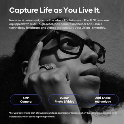 Zeblaze AI Shooting Glasses With Open Ear Audio For Hands Free Use