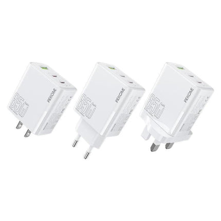 Kinkong Charger for Daily Device Powering at Home and Travel - white 65W multiport wall charger with interchangeable plugs for phone tablet laptop