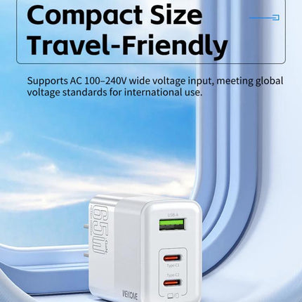 Kinkong Charger for Daily Device Powering at Home and Travel compact multiport travel-friendly charger with USB-A and dual USB-C ports