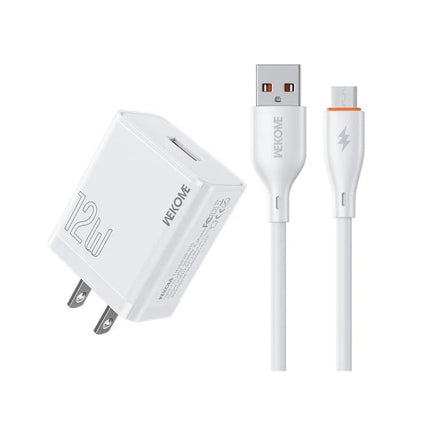 Kinkong USB Charger Set for Global Travel and Daily Use — white 12W USB wall charger and USB cable for phone and tablet