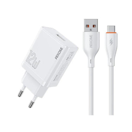Kinkong USB Charger Set for Global Travel and Daily Use compact white 12W wall adapter with USB-A to USB-C cable suitable for travel and home charging