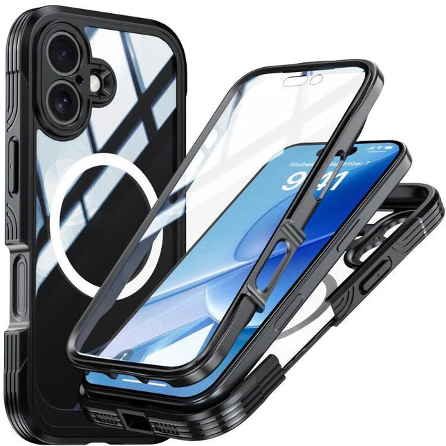 Life Rugged Case For Everyday Phone Protection - black hard armor phone case with built-in screen protector, drop and splash resistant
