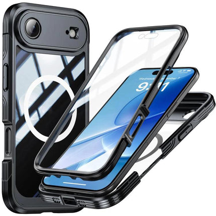 Life Rugged Case For Everyday Phone Protection - black hard armor phone case with built-in screen protector and MagSafe compatibility