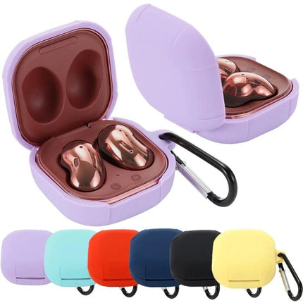 Samsung Galaxy Buds Live Silicone Case for Everyday Protection - lavender protective case with carabiner, fits charging without removal